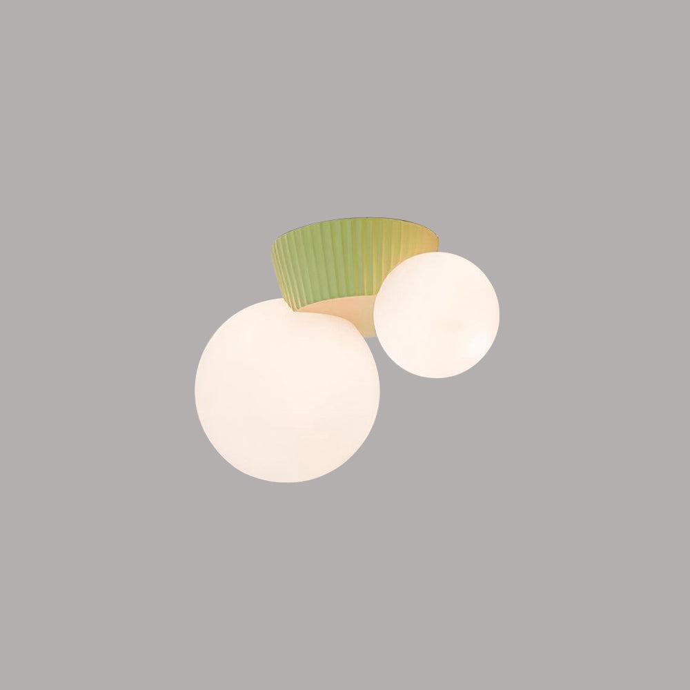 Dual-Globe Flush Mount Light 8.5 in Green Resin for Bedroom Hallway Ambient Lighting G9 Socket Compact Overhead Fixture