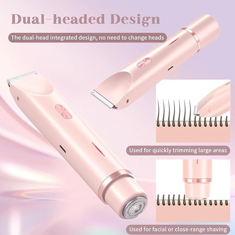 Rechargeable Dual-Head Precision Trimmer for Face, Underarms & Bikini Line – Waterproof IPX7, USB-C Fast Charging, Gentle on Sensitive Skin