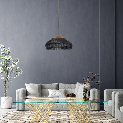 Woven Bamboo Hanging Light 24 Inch Natural Shade Adjustable Cord E26 Socket Boho Farmhouse Ceiling Fixture for Dining Room Kitchen Island Li