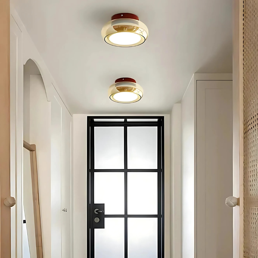 Lámpara de techo LED de montaje empotrado 24W con vidrio ámbar para habitaciones pequeñas y pasillos, luz cálida, lámpara de techo de estilo vintage para dormitorio y entrada