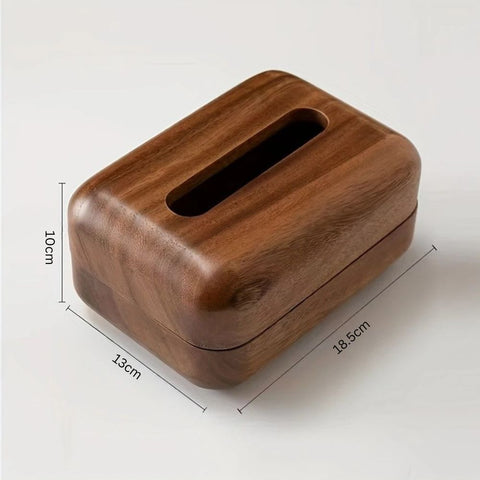 Soporte para caja de pañuelos Eldrin - Madera de nogal, diseño compacto