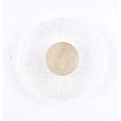 Round Stone Sconce with Acrylic Diffuser 12 Inch LED Warm White or Tri-Color Indoor Accent Light for Bedrooms Entryways Modern Interiors Nat