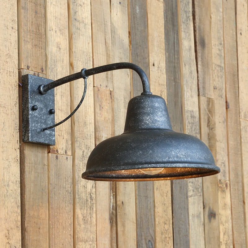 Iron Exterior Sconce 10×9×16 in Black Industrial Hardwired E26 Socket for Garden Fence Entryway Pathway Home Porch Deck Ambient Outdoor Ligh