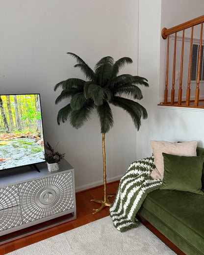 Tropical Feather Standing Lamp 63 in Tall Palm Tree Style Ambient Floor Light for Bedroom Living Room Decorative Accent Lighting