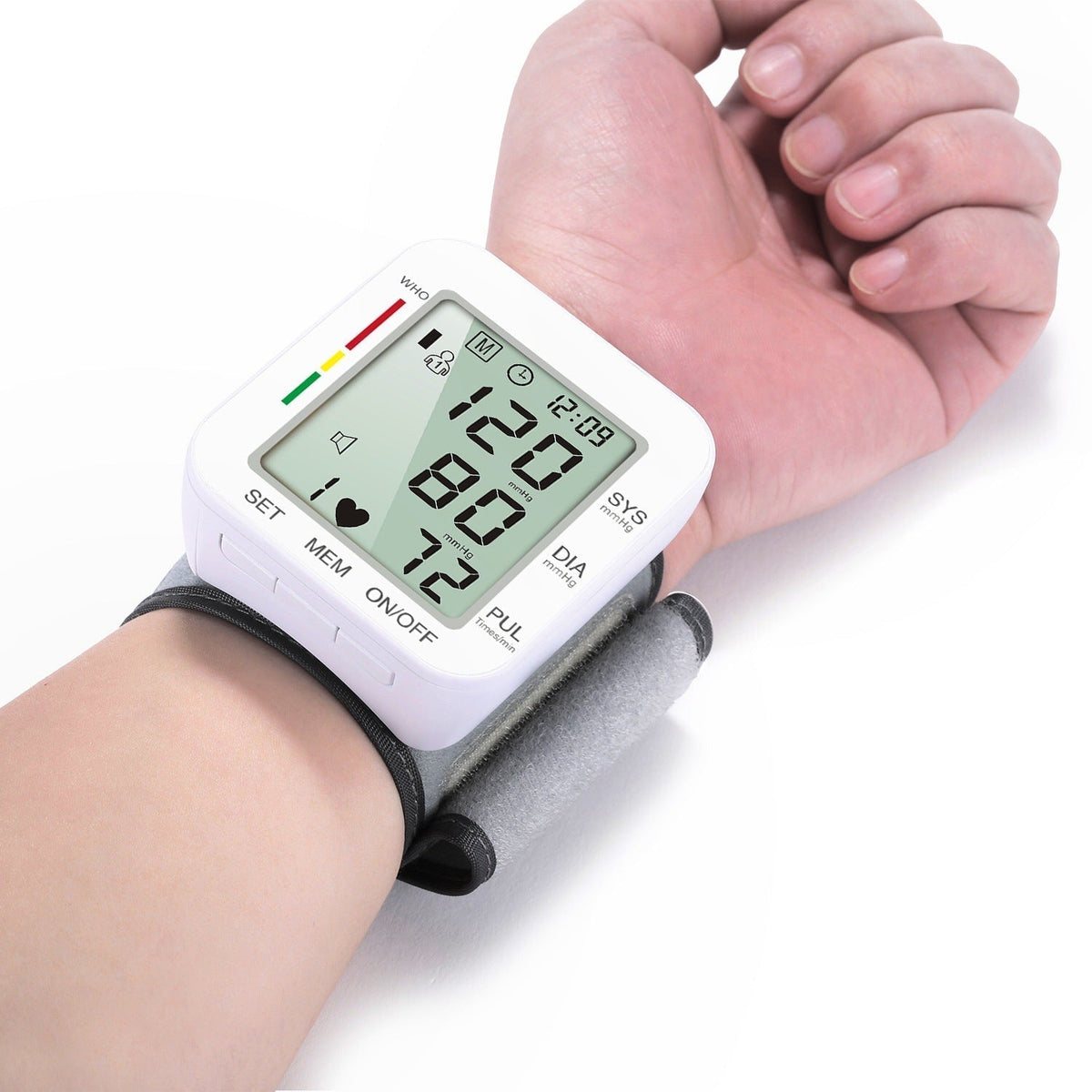 Wrist Blood Pressure Cuff with LCD Screen – Automatic BP Monitor for Home Use – Dual User Memory & Date Tracking – Portable Health Tracker