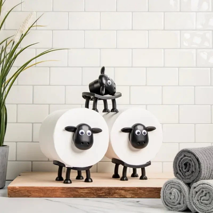 Freestanding Paper Roll Organizer Trio with Farmhouse Animal Design for Bathroom Counter Kitchen Shelf Storage Dispenser Stand