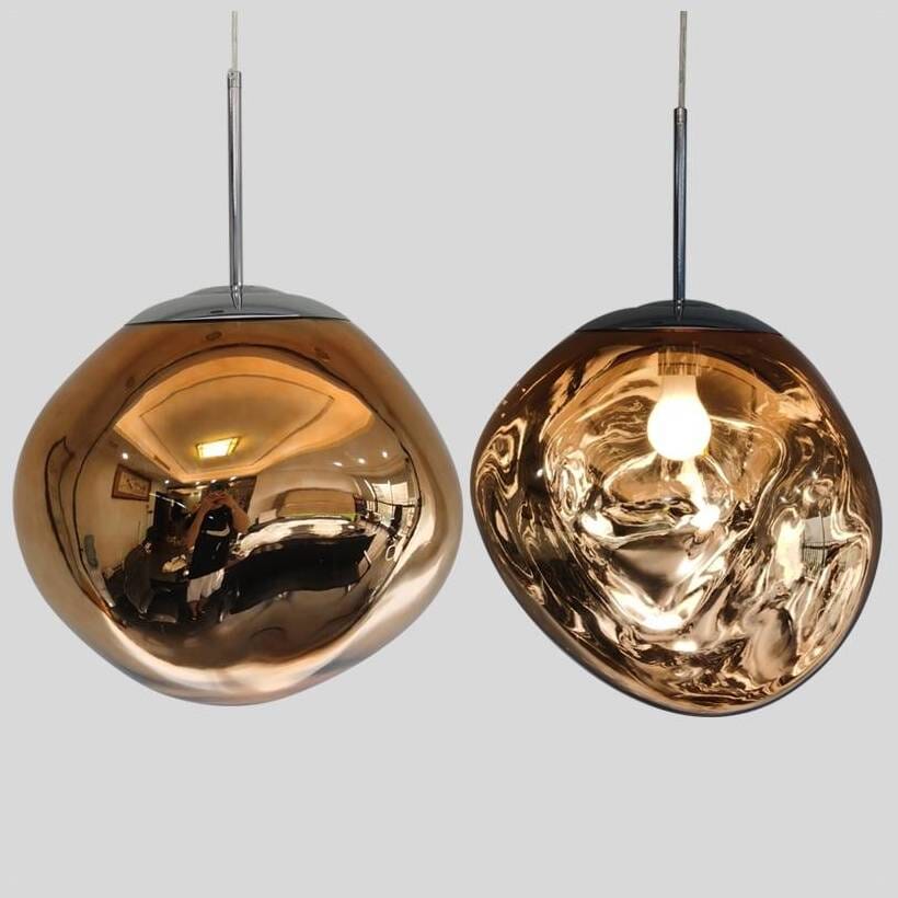Reflective Globe Hanging Light Fixture Adjustable Height E27 Socket for Kitchens Dining Rooms | Modern Orb Ceiling Lamp Chrome Gold Glass