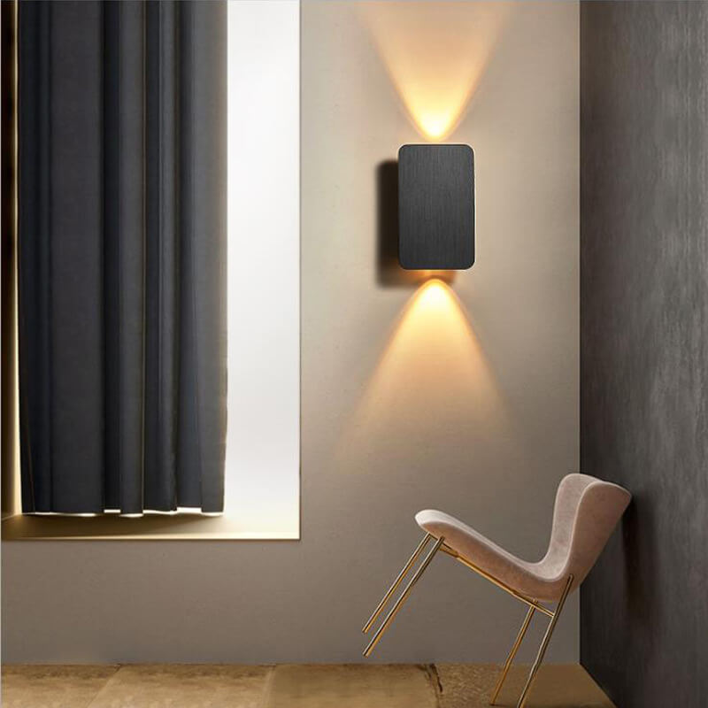 2-Light Aluminum Wall Sconce Modern Flat Rectangular LED Fixture for Bedroom, Hallway & Living Room | Hardwired Mount Lighting