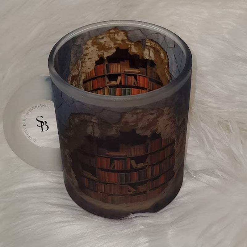 Ceramic Mug with 3D Bookshelf Wrap Design for Coffee Tea Hot Drinks Book Lovers Library Kitchen Microwave Dishwasher Safe Literary Gift