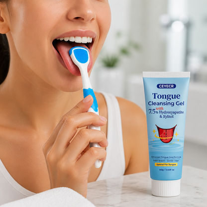 Gel limpiador lingual de aliento fresco (con cepillo)