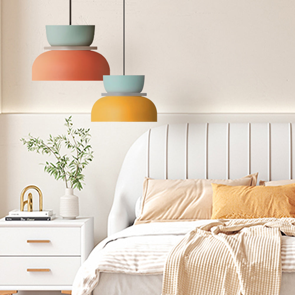 Layered Acrylic Pendant Light Fixture 11.4-Inch Pastel Macaron Colors Modern Hanging Ceiling Lamp E27 for Dining Room Living Room Kids Bedro