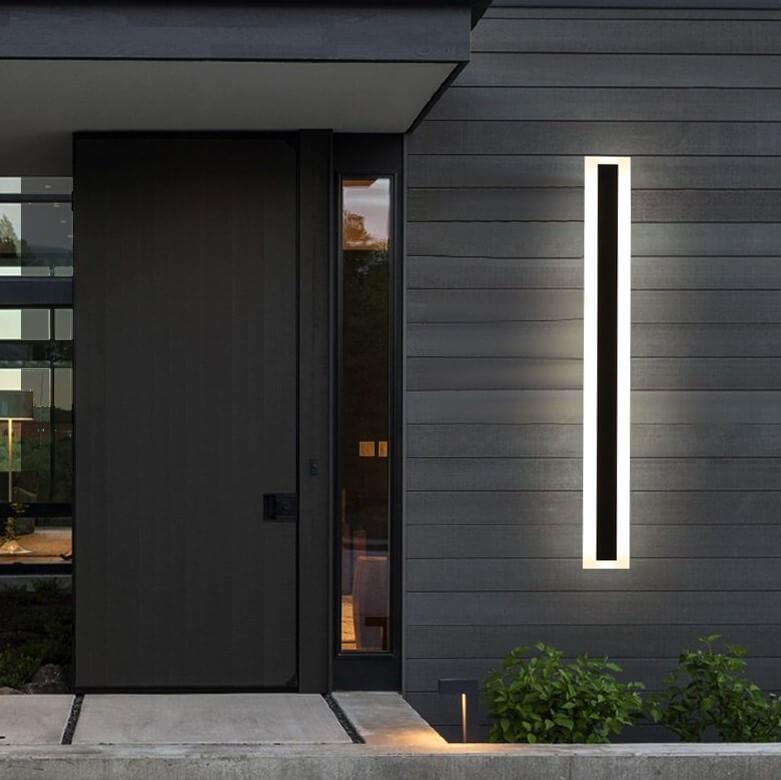 Outdoor LED Wall Sconce Hardwired Acrylic Fixture Black 12 in 7W-58W Energy-Saving Fence Patio Deck Entryway Lighting Modern Weather-Resista