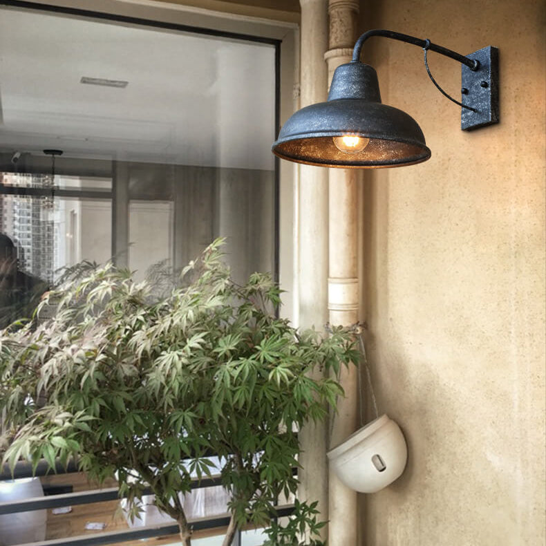 Iron Exterior Sconce 10×9×16 in Black Industrial Hardwired E26 Socket for Garden Fence Entryway Pathway Home Porch Deck Ambient Outdoor Ligh