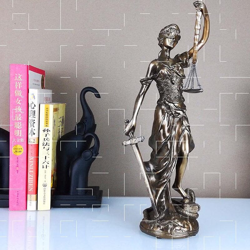 Resin Lady Justice Figure 12-Inch Bronze-Look Statue for Office Desk Library Study Law Firm Decor Legal Symbol Figurine Bookshelf Ornament