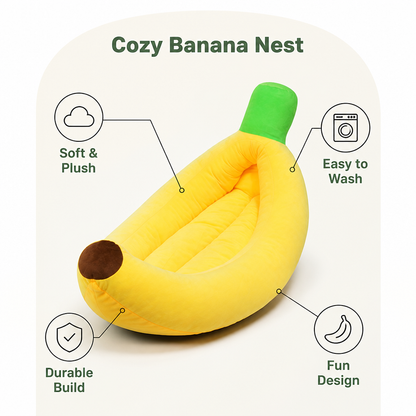 Ortekor Warm Cozy & Washable Banana-Shaped Pet Bed