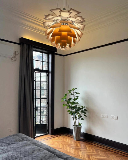 Layered Metal Fixture 19 in Wide Warm White E27 Socket Adjustable Height Kitchen Island Dining Room Cord Suspended Overhead Lighting Texture