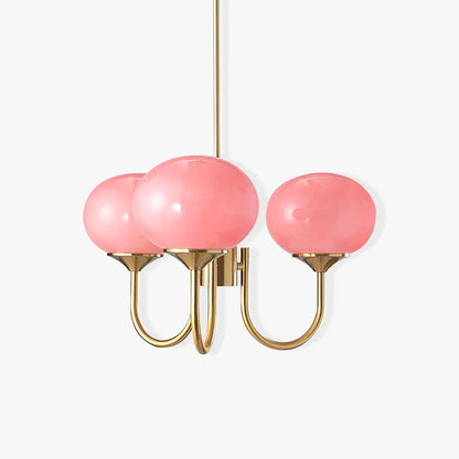 Handblown Glass Globe Chandelier with Gold or Chrome Finish – 3 or 5 Light Dining Room Pendant for Kitchen Island, Bedroom, Living Room