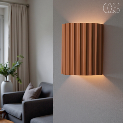 Ridged Round LED Wall Sconce with Warm Ambient Up & Down Light for Hallway, Bedroom & Living Room | Modern Minimalist Design in Four Earth