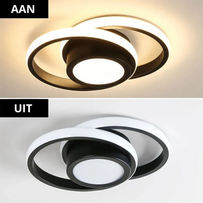 Dual-Loop LED Flush Mount Light Fixture Black Warm Glow for Entryways Contemporary Rooms Apartment Ceilings Low-Profile