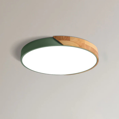 Wooden Flush Mount LED Light Fixture 3000K Soft White for Bedroom Living Room Hallway Minimalist Nordic Style Modern Recessed Low Profile Ac