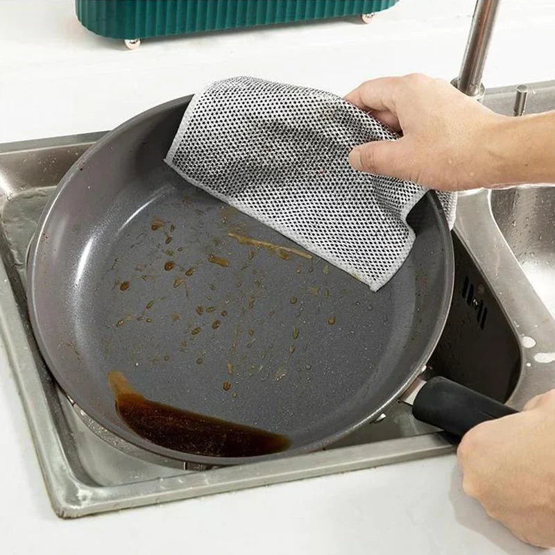 Mesh Scrubbing Cloths Kitchen Dish Cleaning Set Gentle Surface Safe Cookware Scrubber 10-Pack for Pots Pans