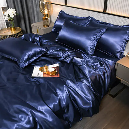 Satin Duvet Cover Set with Pillowcases Smooth Silky Bedding Full Queen King for Bedroom Decor Soft Luxury Comforter Cover Machine Washable