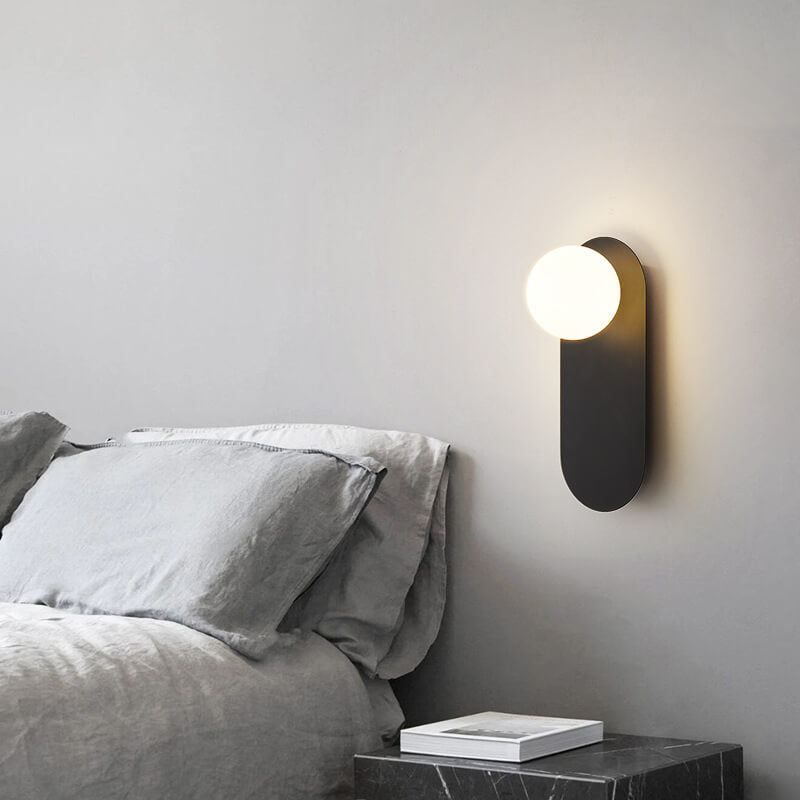 Glass Orb Wall Sconce with Metal Ring Bracket — Modern Single-Light Fixture for Bedroom, Hallway & Living Room — Hardwired G9 Base (Bulb