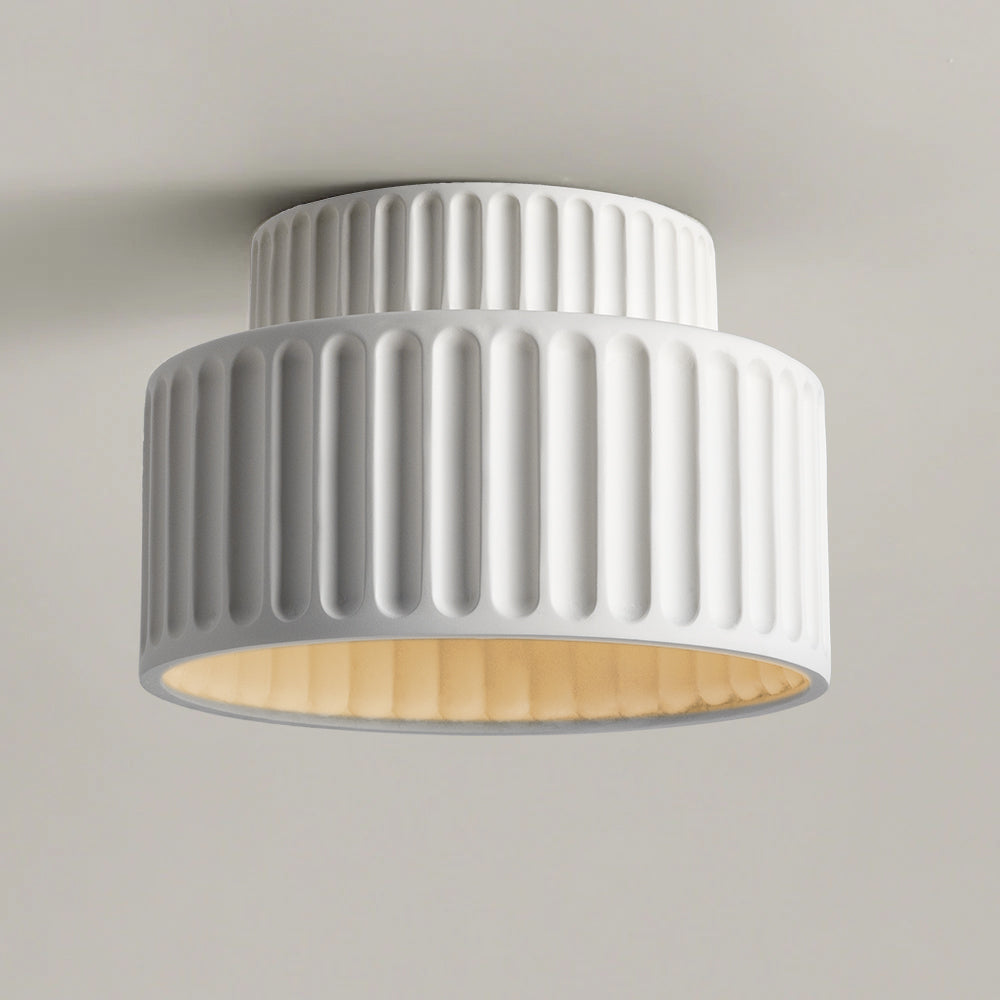 Lámpara de techo de resina de montaje empotrado, casquillo E27, pantalla texturizada, color blanco, para cocina, dormitorio, pasillo, perfil bajo, diseño escandinavo minimalista moderno