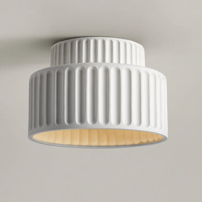 Lámpara de techo de resina de montaje empotrado, casquillo E27, pantalla texturizada, color blanco, para cocina, dormitorio, pasillo, perfil bajo, diseño escandinavo minimalista moderno