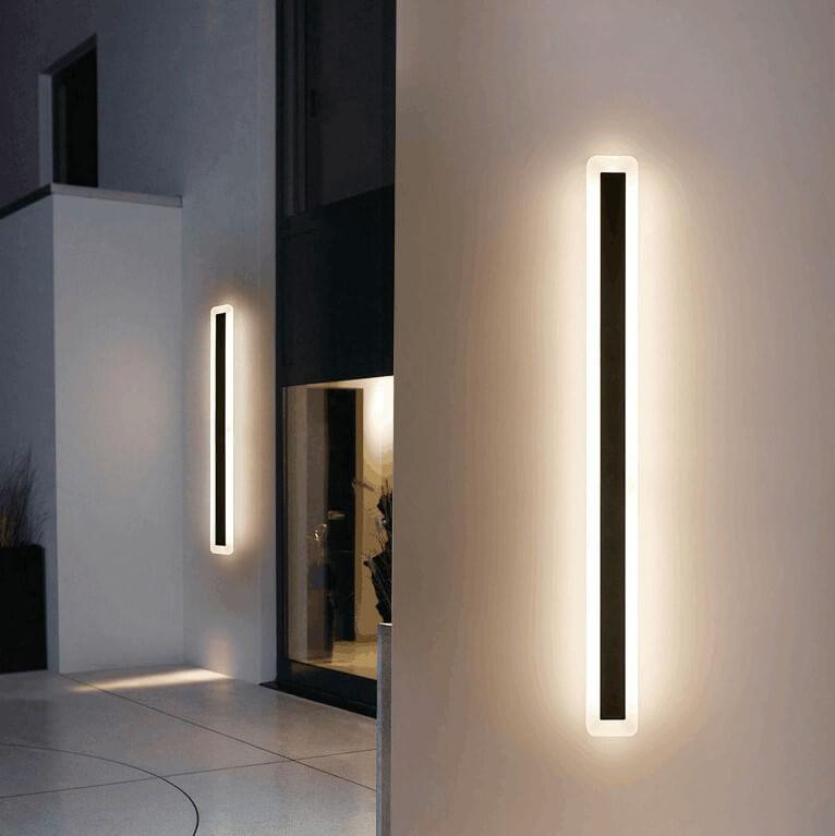 Outdoor LED Wall Sconce Hardwired Acrylic Fixture Black 12 in 7W-58W Energy-Saving Fence Patio Deck Entryway Lighting Modern Weather-Resista