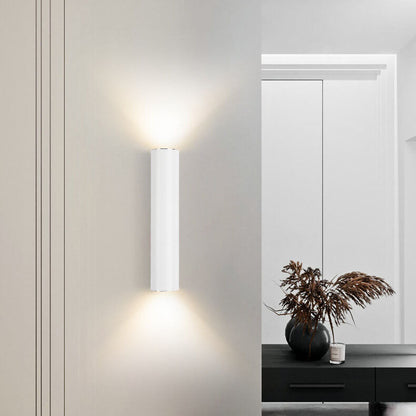 Up-Down LED Wall Light Fixture in Gold, Black or White Aluminum for Hallway, Bedroom & Living Room