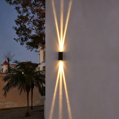 Dual-Beam Aluminum LED Wall Light for Indoor & Outdoor Use – Black Fixture with Warm, Cool, or Neutral Light
