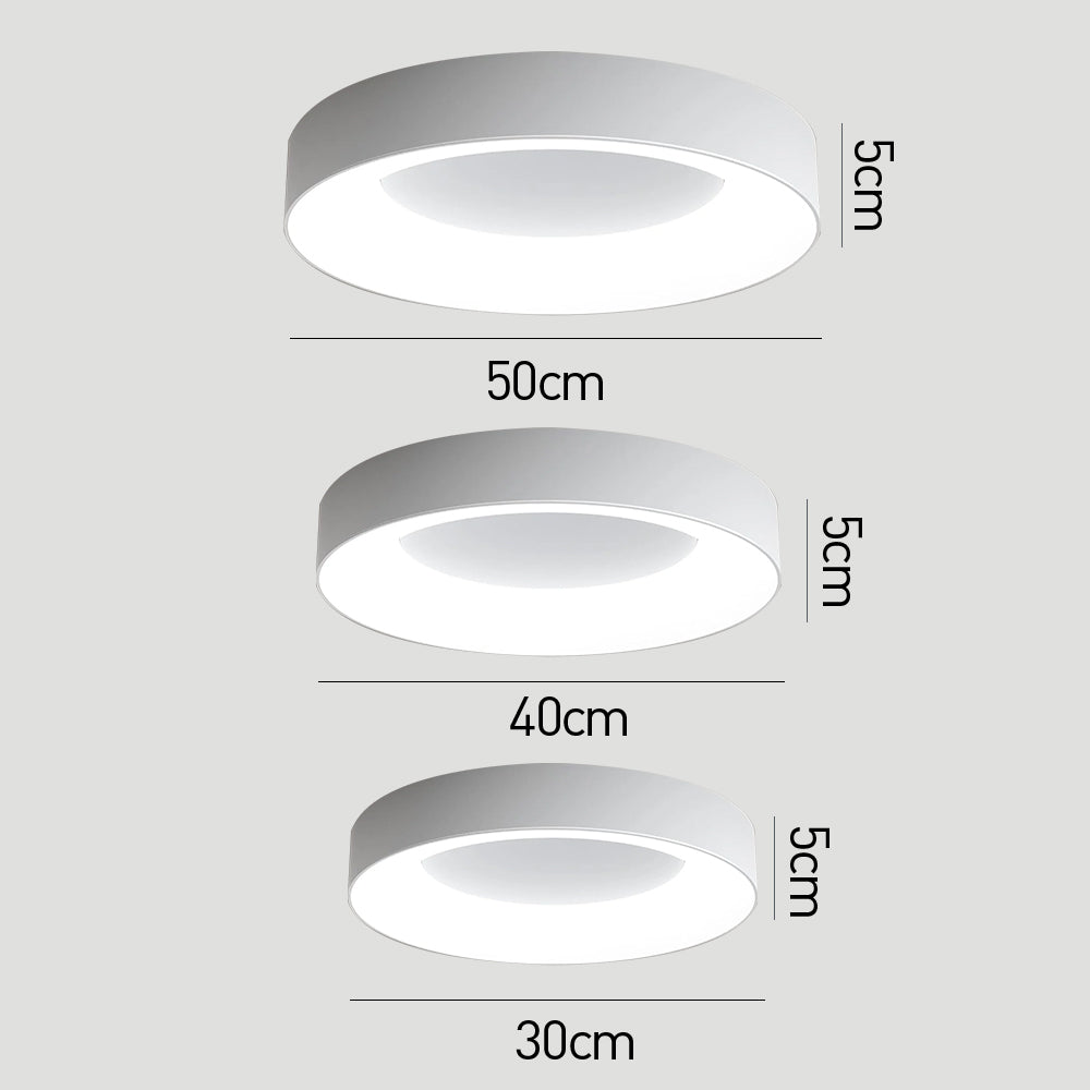 Round LED Overhead Fixture for Bedroom & Hallway – Ultra-Slim Iron & Acrylic Disc – Dimmable Options for Living Room & Entryway