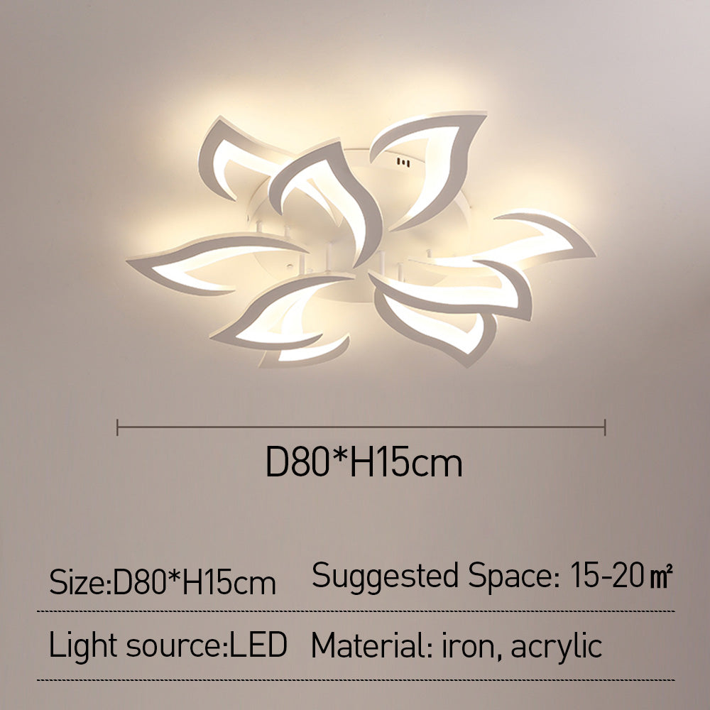 LED Flush Mount Light Fixture with Floral Layered Design for Bedroom, Entryway & Living Spaces | 22 in Black Metal Modern Low Profile Ambien