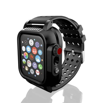 Protective Sport Band & Case Kit for Apple Watch 44mm & 42mm – Silicone Wristband with Snap-On Screen Bumper for Series 6/5/4/SE & Series