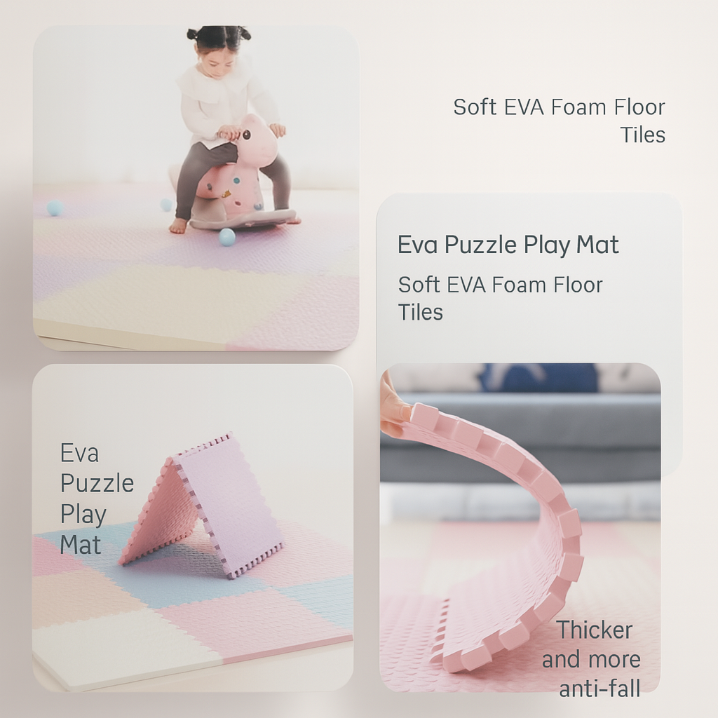 Interlocking Foam Floor Tiles for Kids Playroom 12x12 Inch Cushioned Baby Crawling Mat Non-Slip Puzzle Mats Nursery Safe Play Area