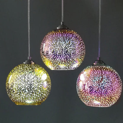 Starburst Hanging Light with Iridescent Glass Shade - E26 Single-Bulb Ceiling Fixture for Dining Rooms, Kitchens & Bars