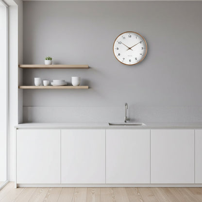 Wood Wall Clock Silent Quartz Movement Minimalist Scandinavian Style for Living Room Bedroom Office Natural Grain Finish