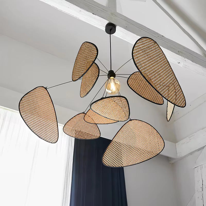 Woven Rattan Hanging Lamp 47 in Oval Natural Fiber Ceiling Fixture E27 Socket Adjustable Cord Dining Room Bedroom Boho Scandinavian Japandi
