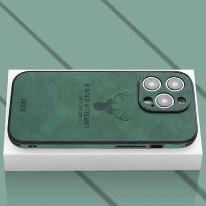 Genuine Suede iPhone Case with Camera Protection & Shock-Absorbing Silicone Liner for iPhone 12-17