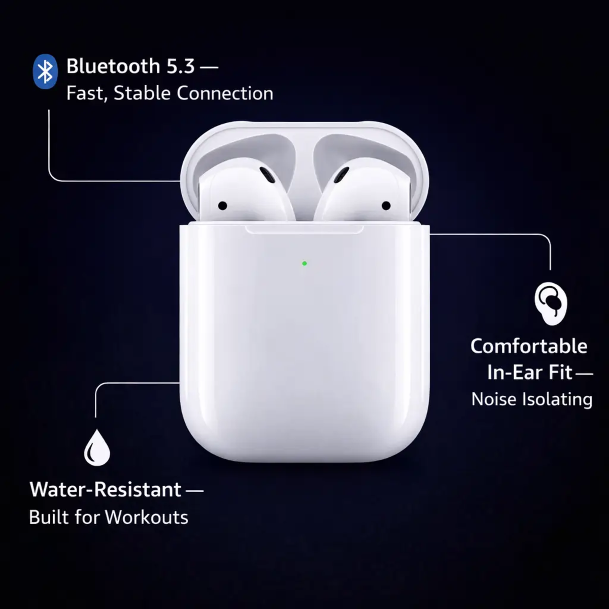 Wireless Earbuds with Charging Case – Bluetooth 5.3 In-Ear Headphones with Mic for Running, Workouts & Daily Use