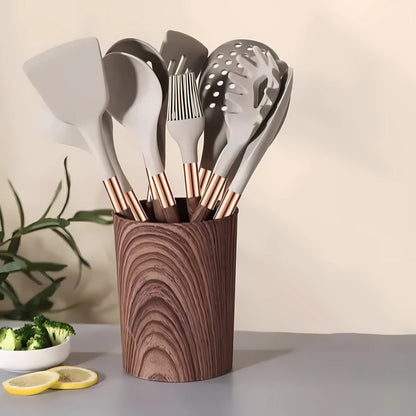 Heat-Resistant Silicone Kitchen Tool Set - 10-Piece Non-Stick Cooking Utensil Collection with Soft Grip Handles for Everyday Meal Prep