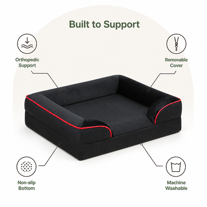 Ortekor Orthopedic Egg-Crate Foam & Non-Slip Dog Bed (Removable Washable Cover)