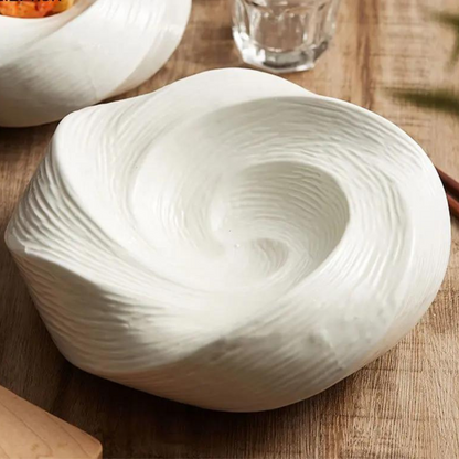Spiral Ceramic Serving Bowl for Salad Soup Pasta Noodles Kitchen Dining Table Porcelain Dishwasher Safe 8 9 inch