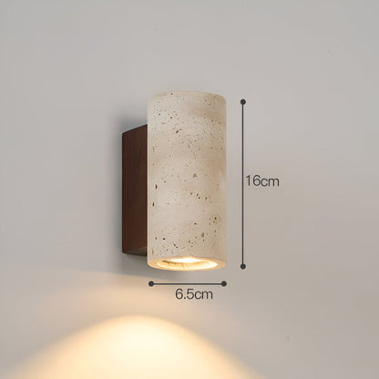 Travertine Stone Sconce Dual-Direction Light 12.6 Inch Vertical Fixture Natural Beige E27 Socket for Bedrooms Hallways Staircases Living Roo