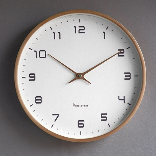 Reloj de pared de madera, movimiento de cuarzo silencioso, estilo escandinavo minimalista para sala de estar, dormitorio y oficina, acabado de veta natural
