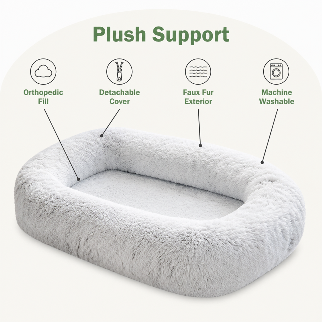 Cama ortopédica y lavable de piel sintética para humanos tipo perro Ortekor (funda desmontable)