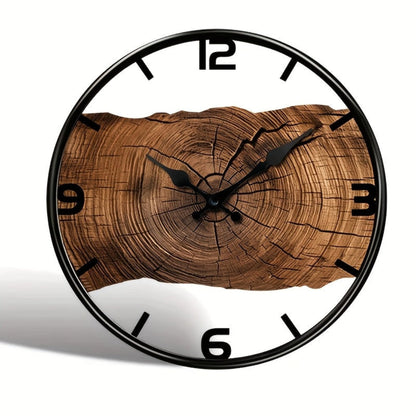 Rustic Carved Wood Wall Clock Silent Sweep Movement for Living Room & Bedroom Decor