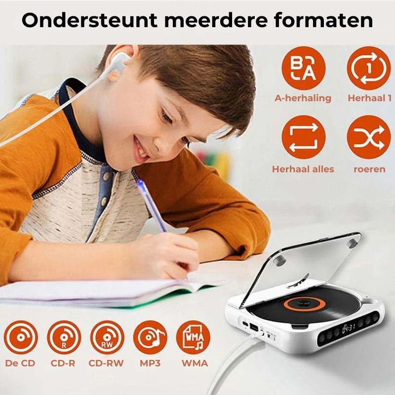 Rechargeable Disc Player with Bluetooth 5.3 Wireless Audio for Home Travel Study Music MP3 CD-R Support 3.5mm Headphone Jack USB-C Charging