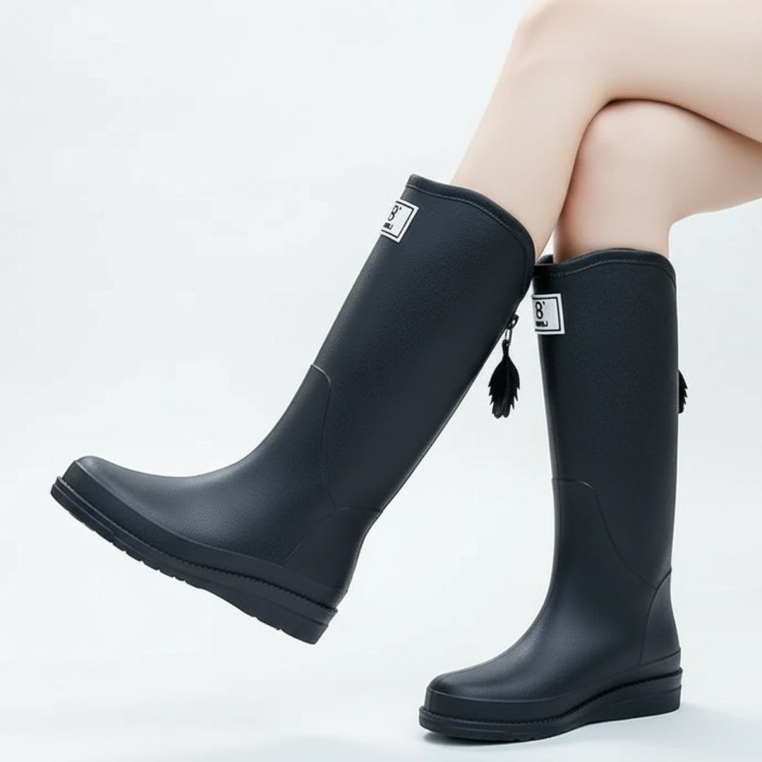Women's Waterproof Rain Boots Mid-Calf – Slip-On PVC Wellington Boots for Wet Weather, Mud & Garden